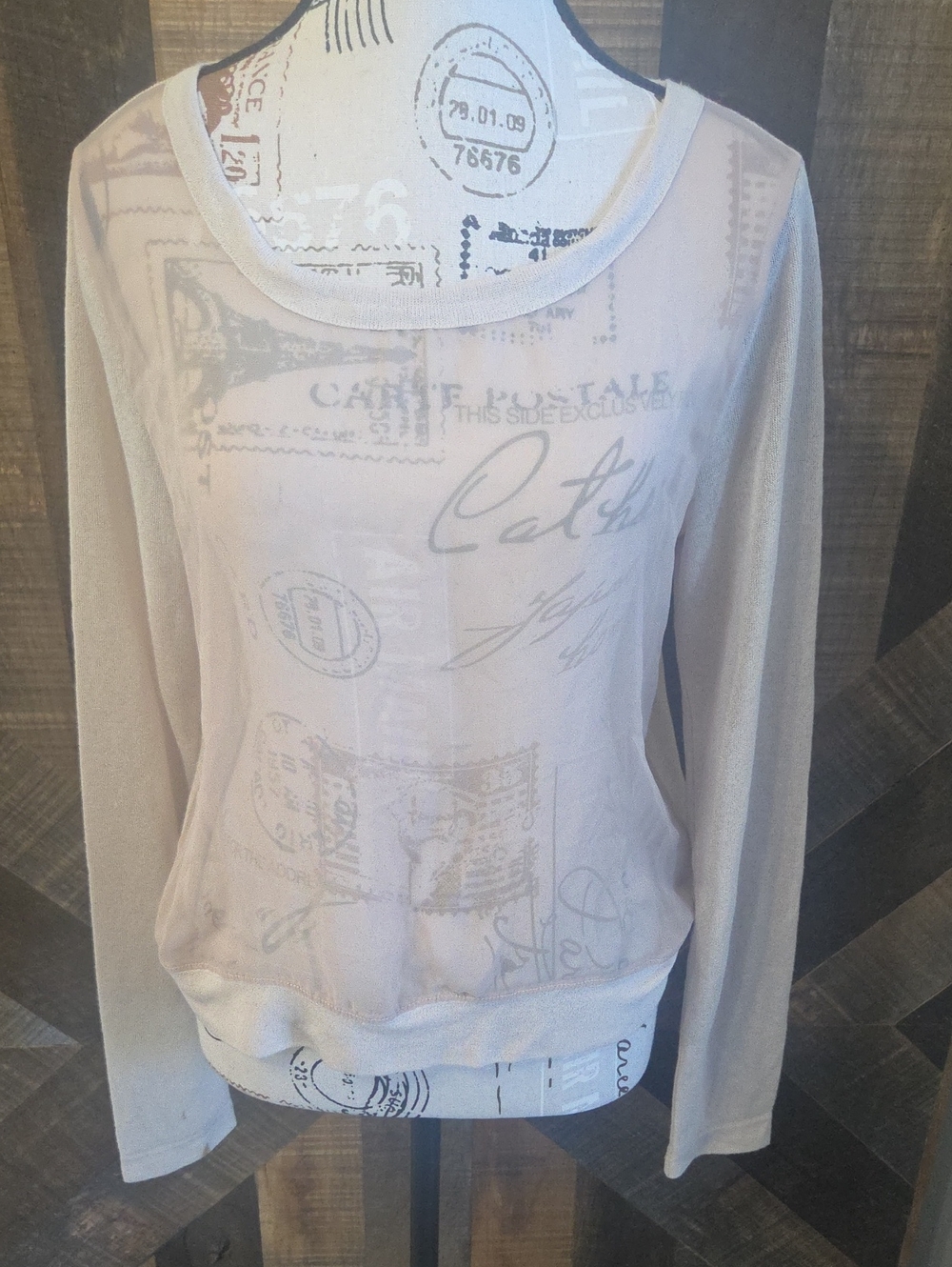Fenn Wright Manson Sheer Cream And Tan Long-Sleeve Printed Top